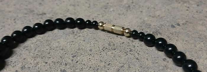 Vintage Black FourStrand Beaded Necklace | HandPainted Floral Accents | Victorian Mourning Revival