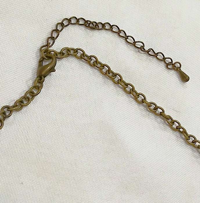 Vintage Brass-Tone Boho Necklace | Square Pendant with Faceted & Cabochon Glass