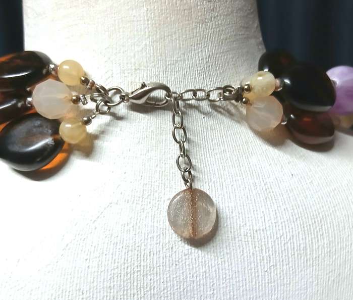 Vintage Chunky Lucite Bead Necklace | Three-Strand Pastel & Amber Tones | Bold Statement Style