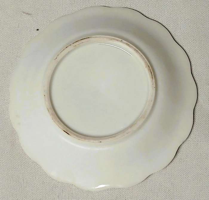 Vintage English Bone China Pin Dish | Hunting Dogs Scene | Ruffled Edge with Maroon Trim