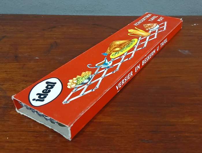 Vintage Expanding Table Mat by Ideal | Stainless Steel Concertina Trivet in Original Box