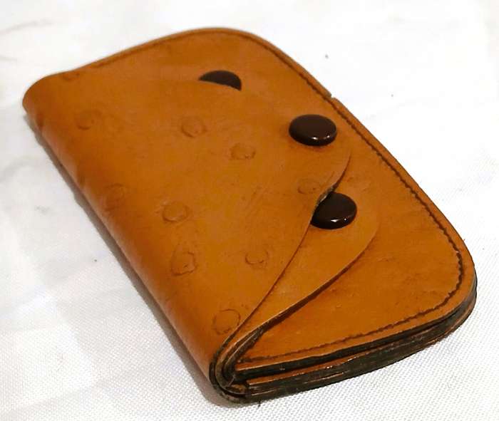 Vintage Genuine Ostrich Leather Wallet | Triple-Compartment Design