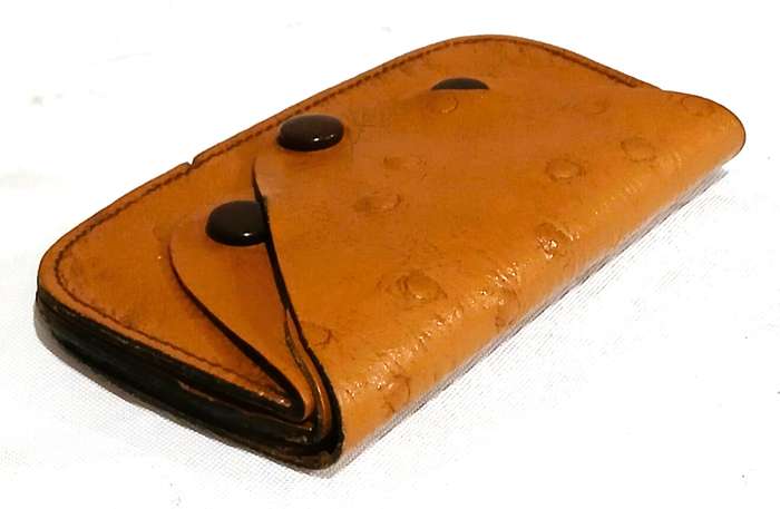 Vintage Genuine Ostrich Leather Wallet | Triple-Compartment Design
