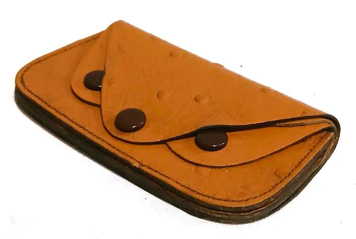Vintage Genuine Ostrich Leather Wallet | Triple-Compartment Design
