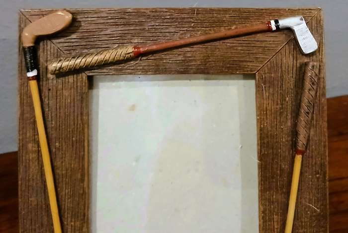 Vintage Golf Themed Standing Frame|HandPainted Clubs & Bucket of Balls