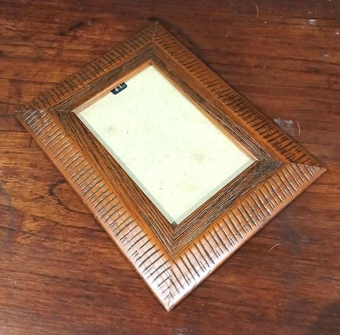 Vintage Hand-Carved Wooden Standing Frame | Natural Grain & Linear Detail,,,