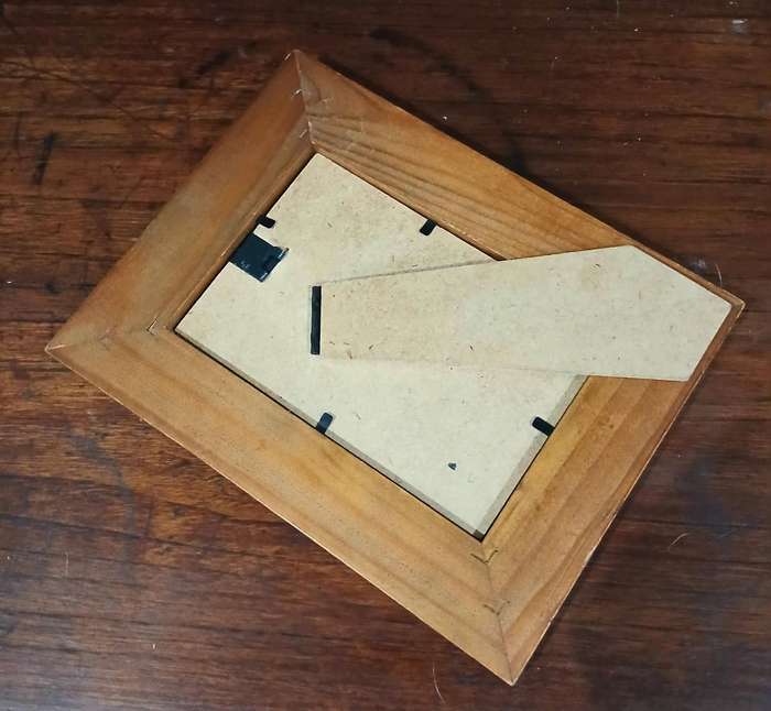 Vintage Hand-Carved Wooden Standing Frame | Natural Grain & Linear Detail,,,