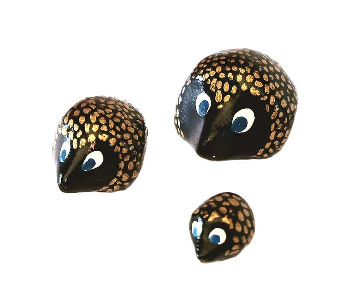 Vintage Hand-Painted Ceramic Hedgehog Family | Tiny Printer Tray Ornaments