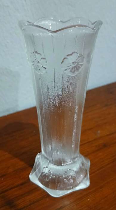 Vintage Italian Frosted Glass Bud Vase | Rock Crystal Look