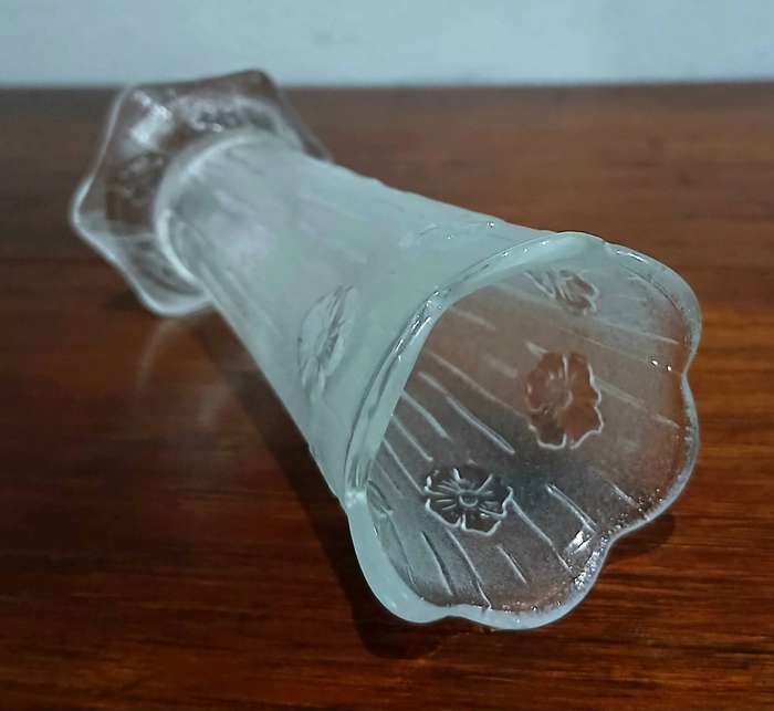 Vintage Italian Frosted Glass Bud Vase | Rock Crystal Look