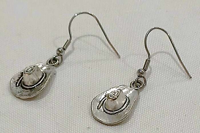 Vintage Silver-Tone Cowboy Hat Earrings | Wild West Sass