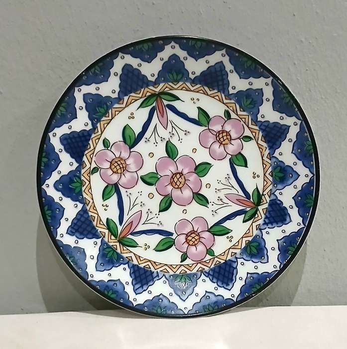 Vintage Spanish Hand-Painted Wall Plate | Mid-Century Floral Design