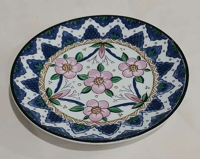 Vintage Spanish Hand-Painted Wall Plate | Mid-Century Floral Design