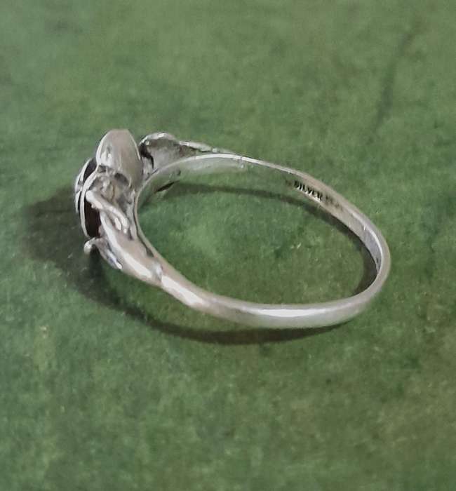 Vintage Sterling Silver Rose Ring | Romantic Floral Design with Leaf Accents