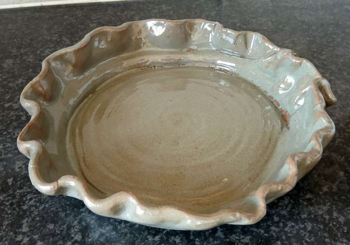Vintage Studio Art Pottery Ruffled Terracotta Bowl | Signed JJ 2001