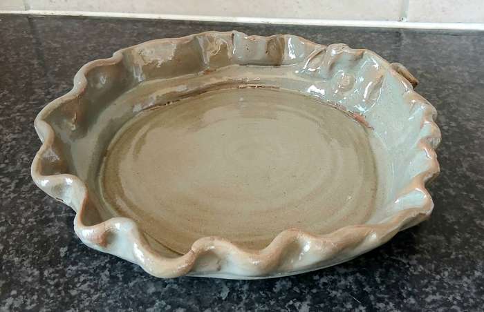 Vintage Studio Art Pottery Ruffled Terracotta Bowl | Signed JJ 2001