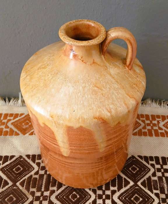 Vintage Studio Pottery Terracotta Jug | Hand Thrown with Drip Glaze
