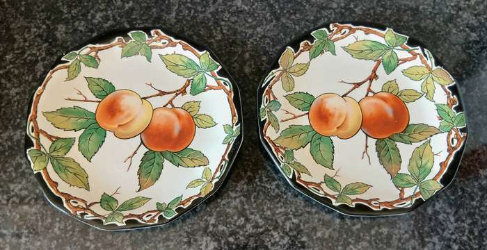 Vintage Wedgwood Peach Pattern Plates | Pair of 22.2cm Octagonal Dinner Plates
