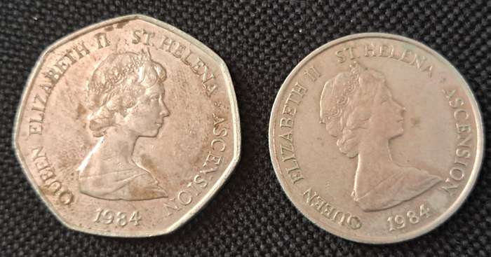 1984 ST.HELENA 50 & 10 PENCE PAIR