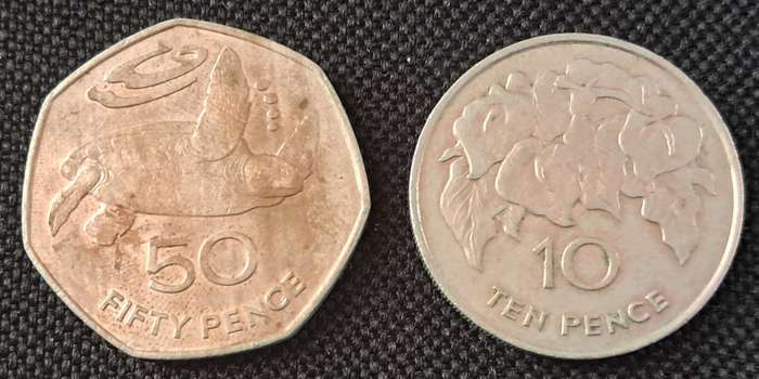 1984 ST.HELENA 50 & 10 PENCE PAIR