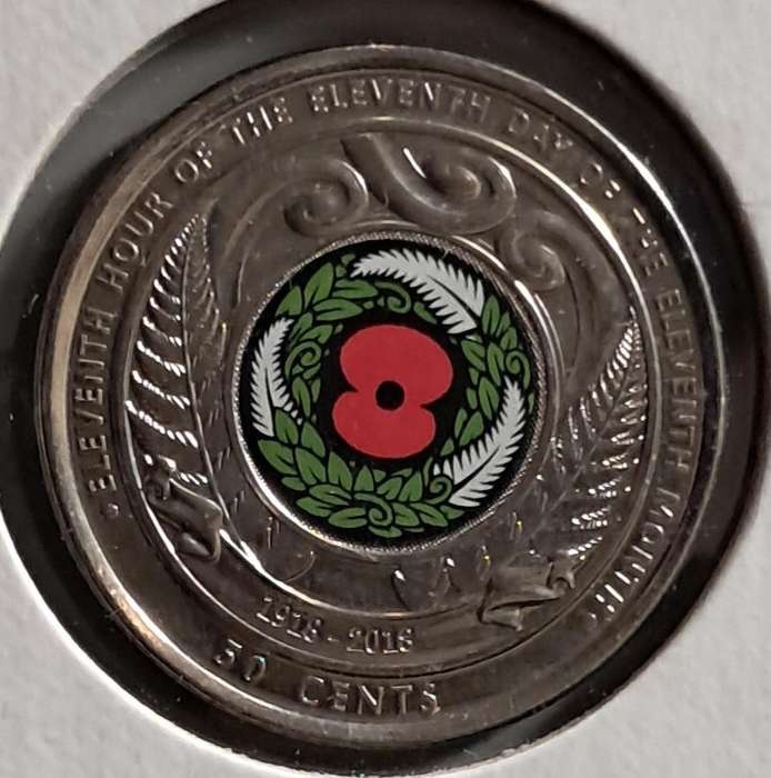 2018 NEW ZEALAND 50 CENT : 100 YEARS ARMISTICE DAY