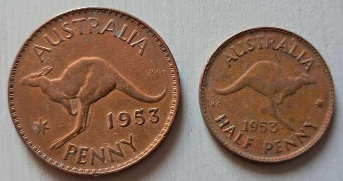 1953 AUSTRALIA HALF & ONE PENNY PAIR