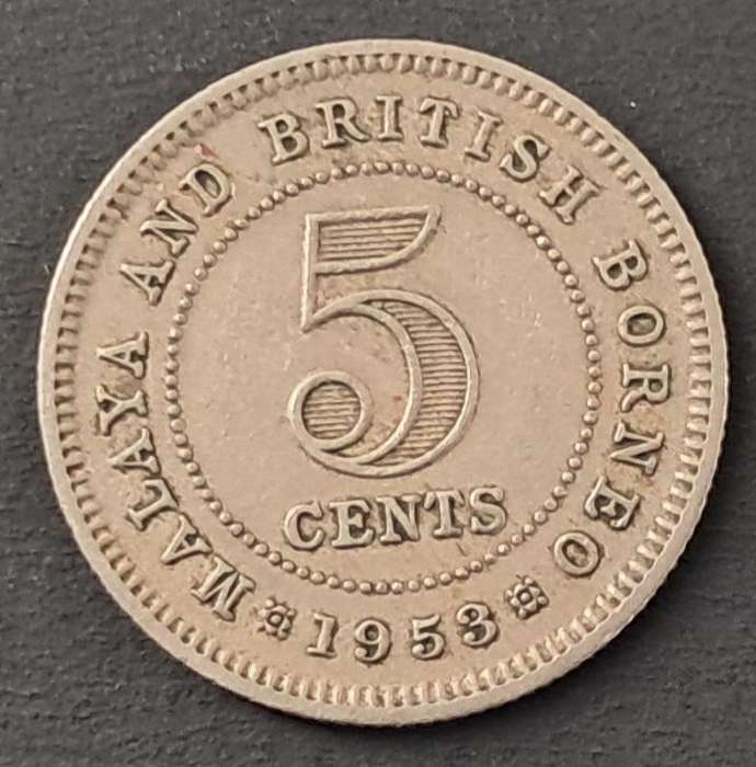 1953 MALAYA & BRITISH BORNEO 5 CENTS