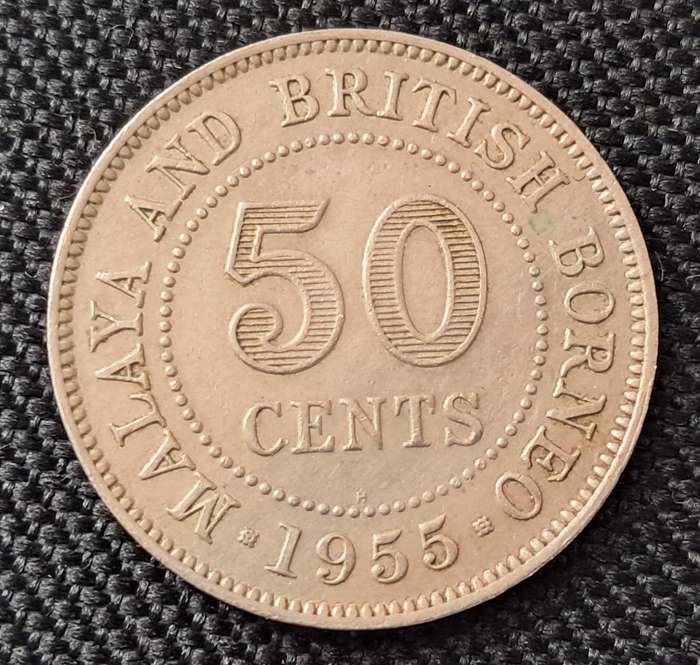 1955 MALAYA & BRITISH BORNEO 50 CENTS (H)