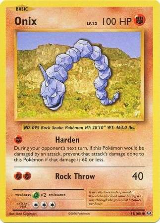 Pokemon Trading Card Game - Onix - 61/108 - Common XY: Evolutions
