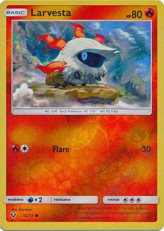 Pokemon Trading Card Game - Larvesta - 12/73 - Common Reverse Holo Shining Legends