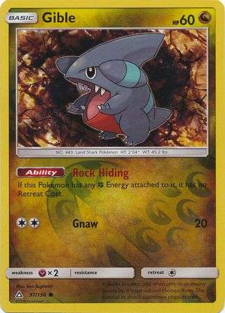 Pokemon Trading Card Game - Gible - 97/156 - Common Reverse Holo Sun & Moon: Ultra Prism