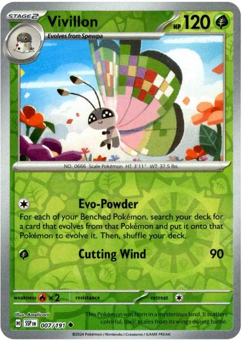 Pokemon Trading Card Game - Vivillon [Reverse Holo] #7 Pokemon Surging Sparks