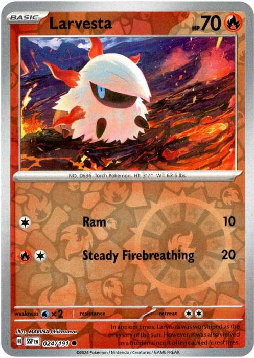 Pokemon Trading Card Game - Larvesta [Reverse Holo] #24 Pokemon Surging Sparks