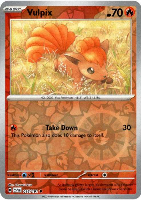 Pokemon Trading Card Game - Vulpix [Reverse Holo] #16 Pokemon Surging Sparks