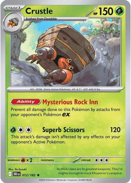 Pokemon Trading Card Game - Crustle #12 Pokemon Destined Rivals - Holo Rare