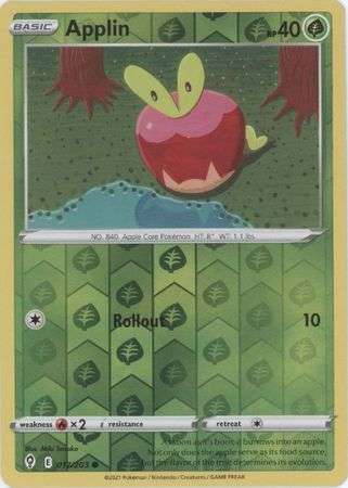 Pokemon Trading Card Game - Applin - 017/203 - Common Reverse Holo Sword & Shield: Evolving Skies