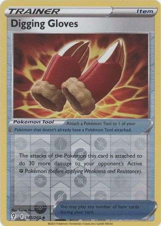Pokemon Trading Card Game - Digging Gloves - 145/203 - Uncommon Reverse Holo Sword & Shield: Evolvin