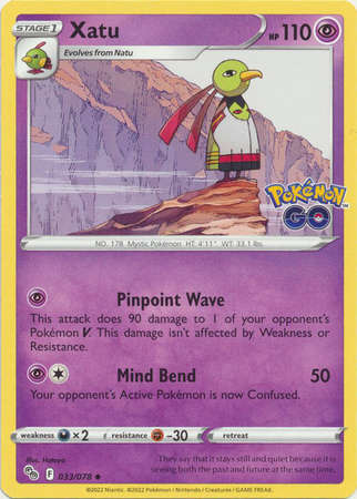 Pokemon Trading Card Game - Xatu - 033/078 - Uncommon Pokemon Go