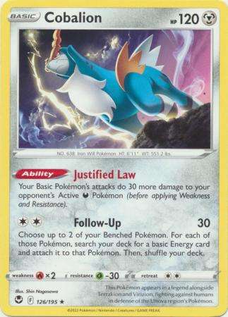 Pokemon Trading Card Game - Cobalion - 126/195 - Rare Sword & Shield: Silver Tempest