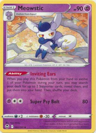 Pokemon Trading Card Game - Meowstic - 082/195 - Uncommon Sword & Shield: Silver Tempest