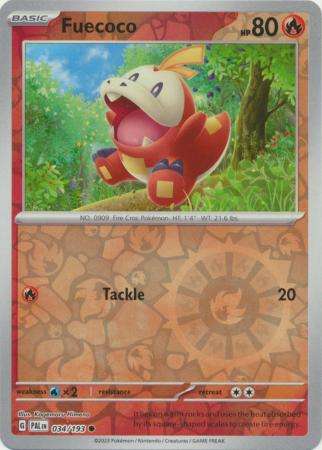Pokemon Trading Card Game - Fuecoco - 034/193 - Common Reverse Holo Scarlet & Violet: Paldea Evolved