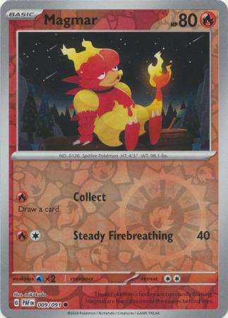 Pokemon Trading Card Game - Magmar - 009/091 - Common Reverse Holo Scarlet & Violet: Paldean Fates