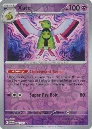 Pokemon Trading Card Game - Xatu - 026/091 - Holo Rare Reverse Holo Scarlet & Violet: Paldean Fates