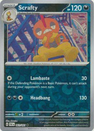 Pokemon Trading Card Game - Scrafty - 061/091 - Uncommon Reverse Holo Scarlet & Violet: Paldean Fate