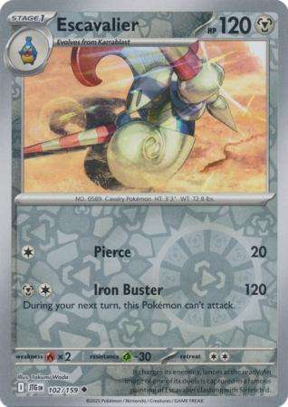 Pokemon Trading Card Game - Escavalier - 102/159 - Uncommon Reverse Holo Journey together
