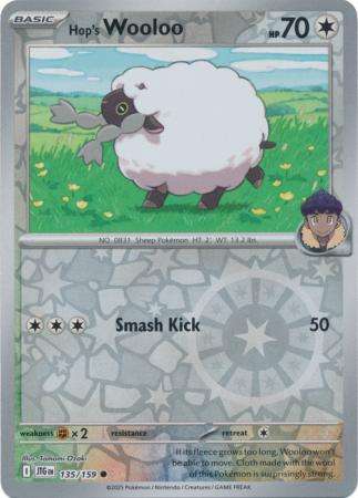 Pokemon Trading Card Game - Hop's Wooloo - 135/159 - Common Reverse Holo Journey together