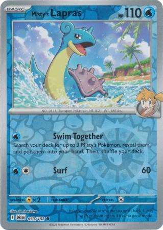 Pokemon Trading Card Game - Misty's Lapras - 050/182 - Common Reverse Holo - Destined Rivals