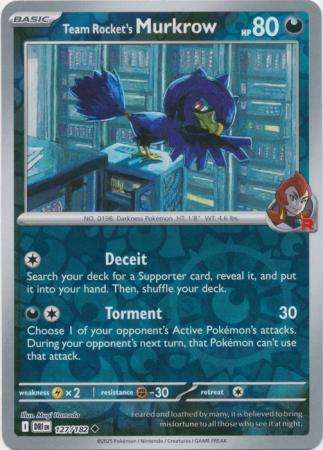 Pokemon Trading Card Game - Team Rocket's Murkrow - 127/182 - Reverse Holo - Destined Rivals