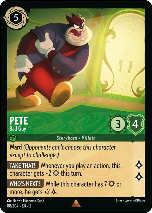 Disney Lorcana Trading Card Game - Rare - Pete - Bad Guy - Rise of the Floodborn