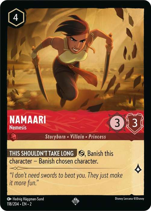 Disney Lorcana Trading Card Game - Super Rare - Namaari - Nemesis - Rise of the Floodborn